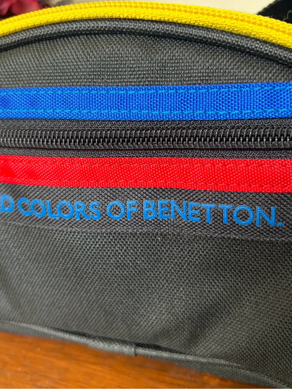 United Colors Of Benetton Vintage Camera Bag Black Fanny Pack NICE - Picture 12 of 14